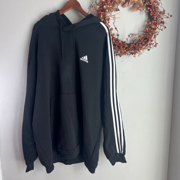 Big & Tall Men's Adidas Essentials Fleece 3-Stripes Hoodie Sz 3XL Black IB4028 - Picture 1 of 9